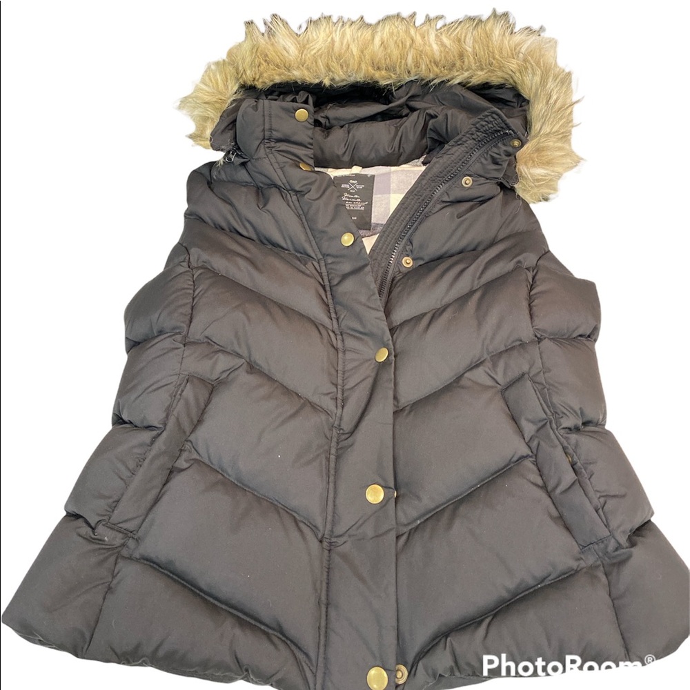 GAP Down Filled Vest with Faux Fur Lined Hood